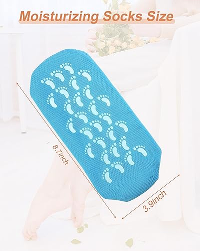 Miniatura 2 de Calcetines hidratantes azules y rosados, 2 pares para pies secos y agrietados para mujer, calcetines de silicona para spa con cuidado de pies y