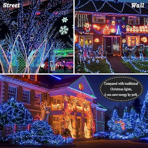 Vista 226 de KNONEW Guirnalda de 1000 luces LED de 394 pies, luces de Navidad para exteriores, 8 modos y temporizador, luces de hadas enchufables, impermeables