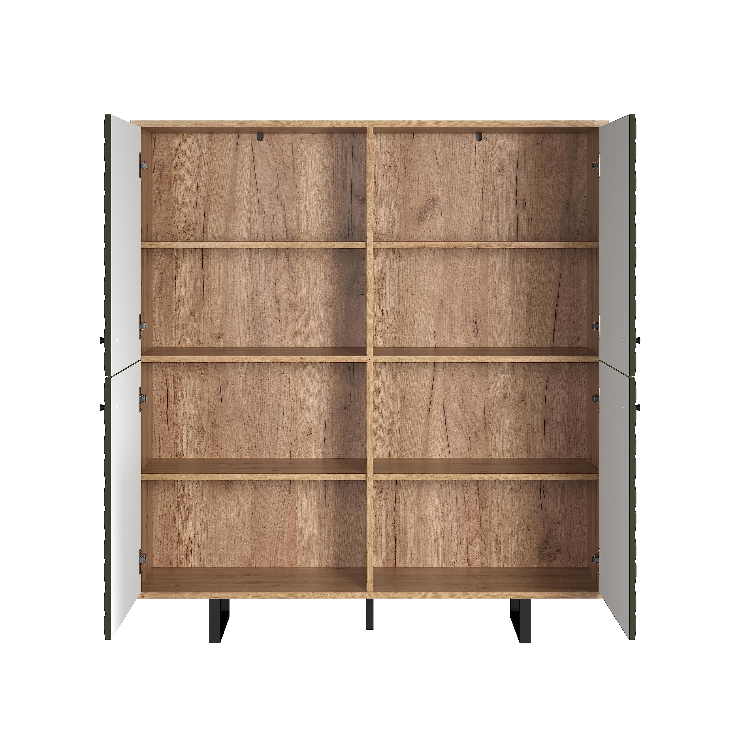 trendteam smart living - Sentra - Highboard - Dunkelgrün/Artisan Eiche - Wohnzimmerschrank mit gefrästen Türen - (BxHxT) 124 x 136 x 40 cm - Metallfüße - kratzfest