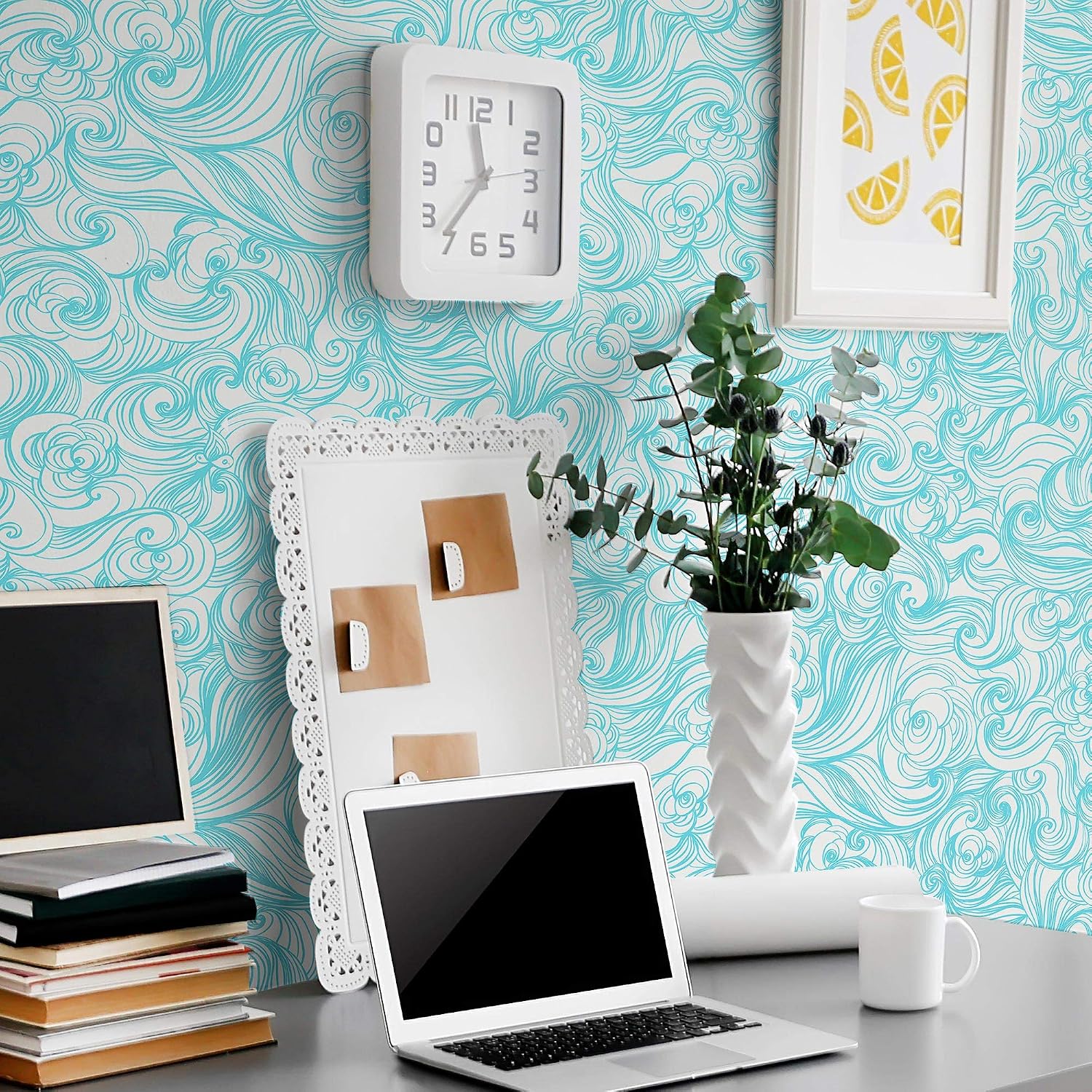 Walls By Me Peel and Stick Blue Japanese Basic Removable Wallpaper 5029-2ft x 4ft (61x122cm)