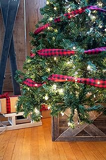 BARNWOODUSA Christmas Tree Collar or Box Made of Reclaimed Wood Rustic Skirt Replacement Blocks, Hook-&-Loop Strip Panels, 30x22.5 in., Gray