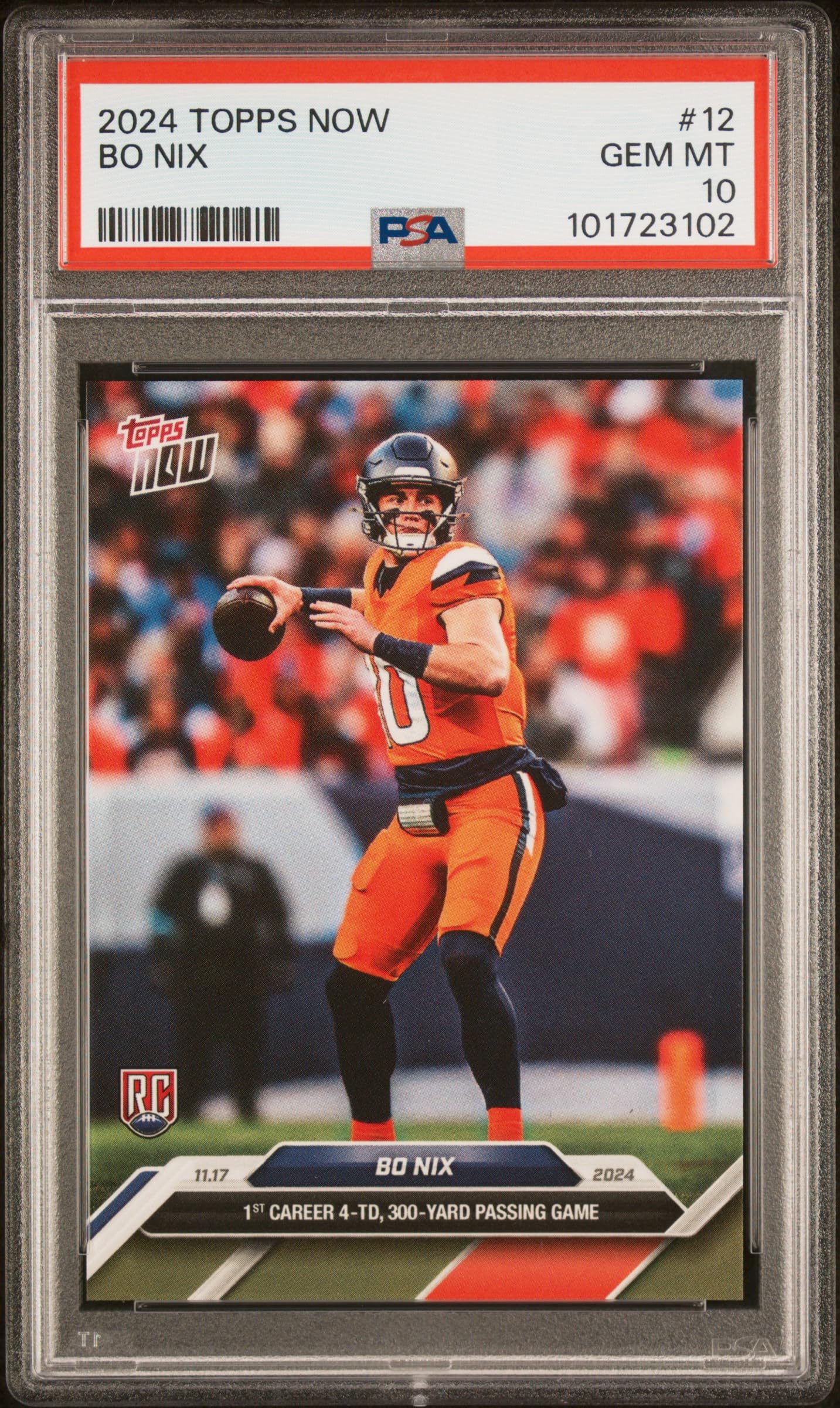 Amazon.com: Bo Nix 2024 Topps Now Football Rookie Card 12 PSA 10 Gem Mint |  Football Cards 2024
