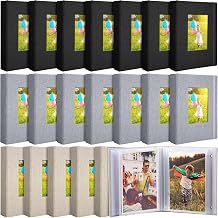 Yeaqee 20 Packs Photo Album 4x6 Small Picture Album Linen Cover Memory Book with Front Window 26 Clear Pages Hold 52 Pictures for Wedding Anniversare Family BabyBlack, Gray, Beige
