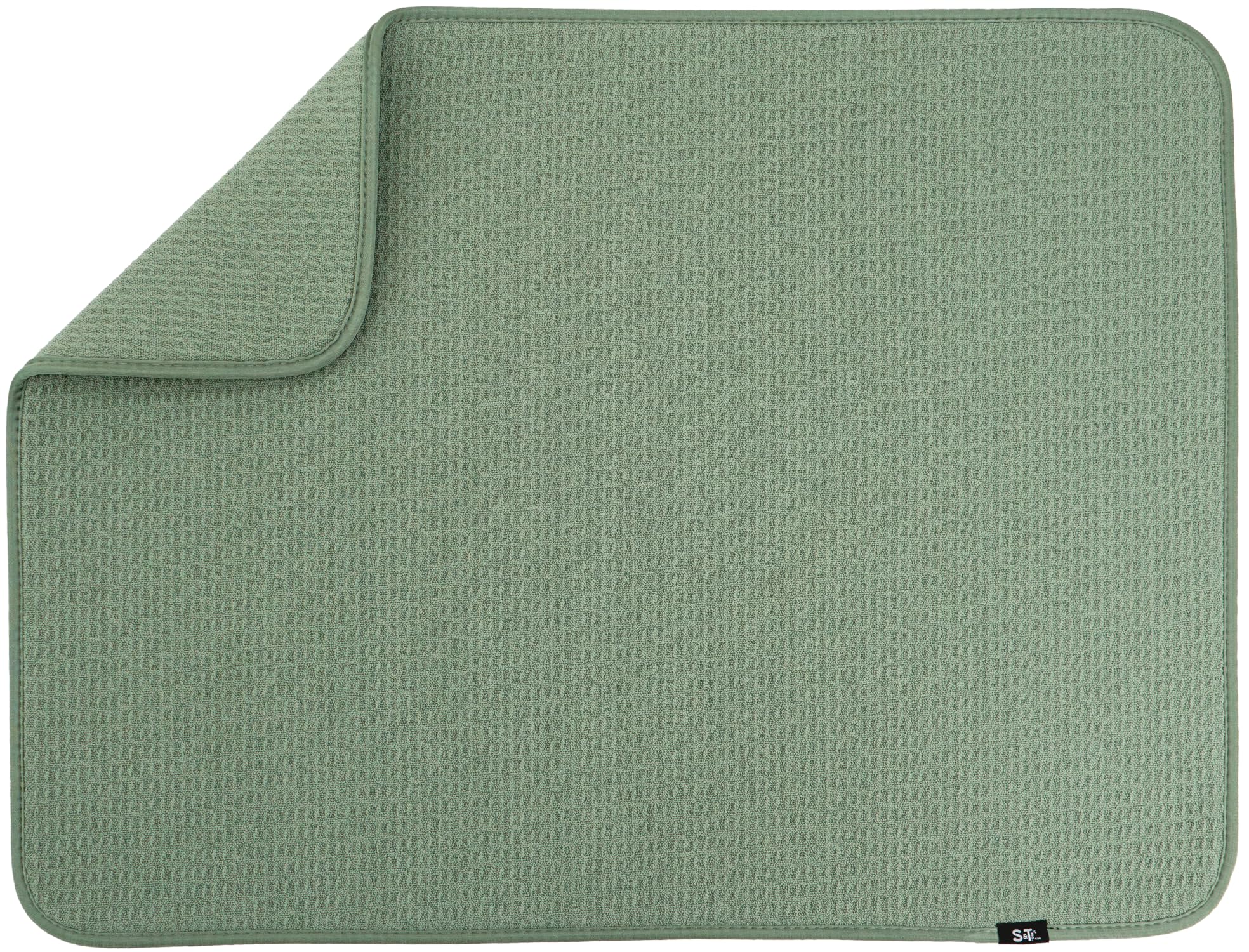 S&T INC. Dish Drying Mat XL, 18” x 24”, Absorbent Microfiber Kitchen Counter Mat, Dish Drying Pad for Dishes, Utensils, Pots and Pans, Extra Large, Sage Green