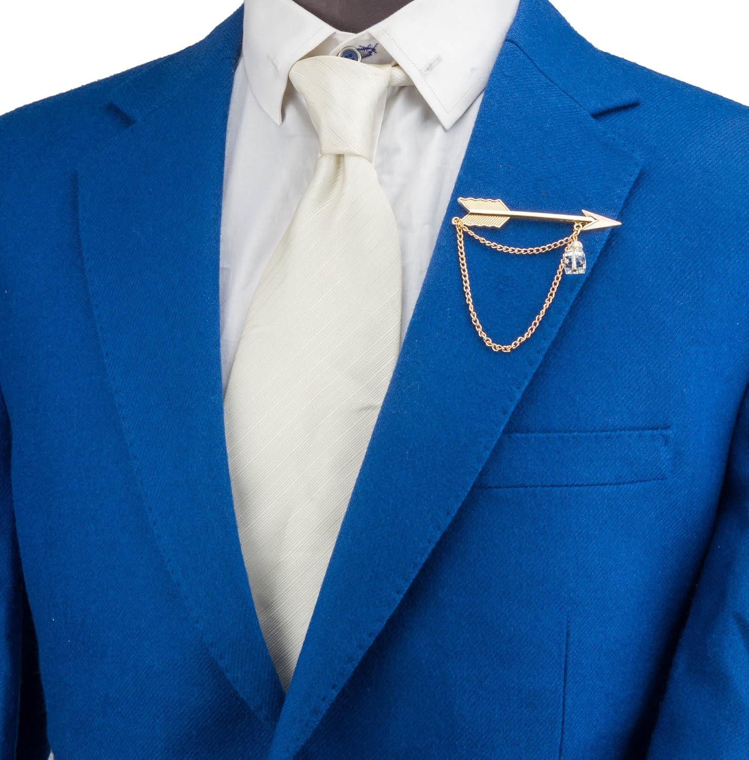 Knighthood Men's Golden Arrow With Hanging Chain Brooch/Lapel Pin Golden