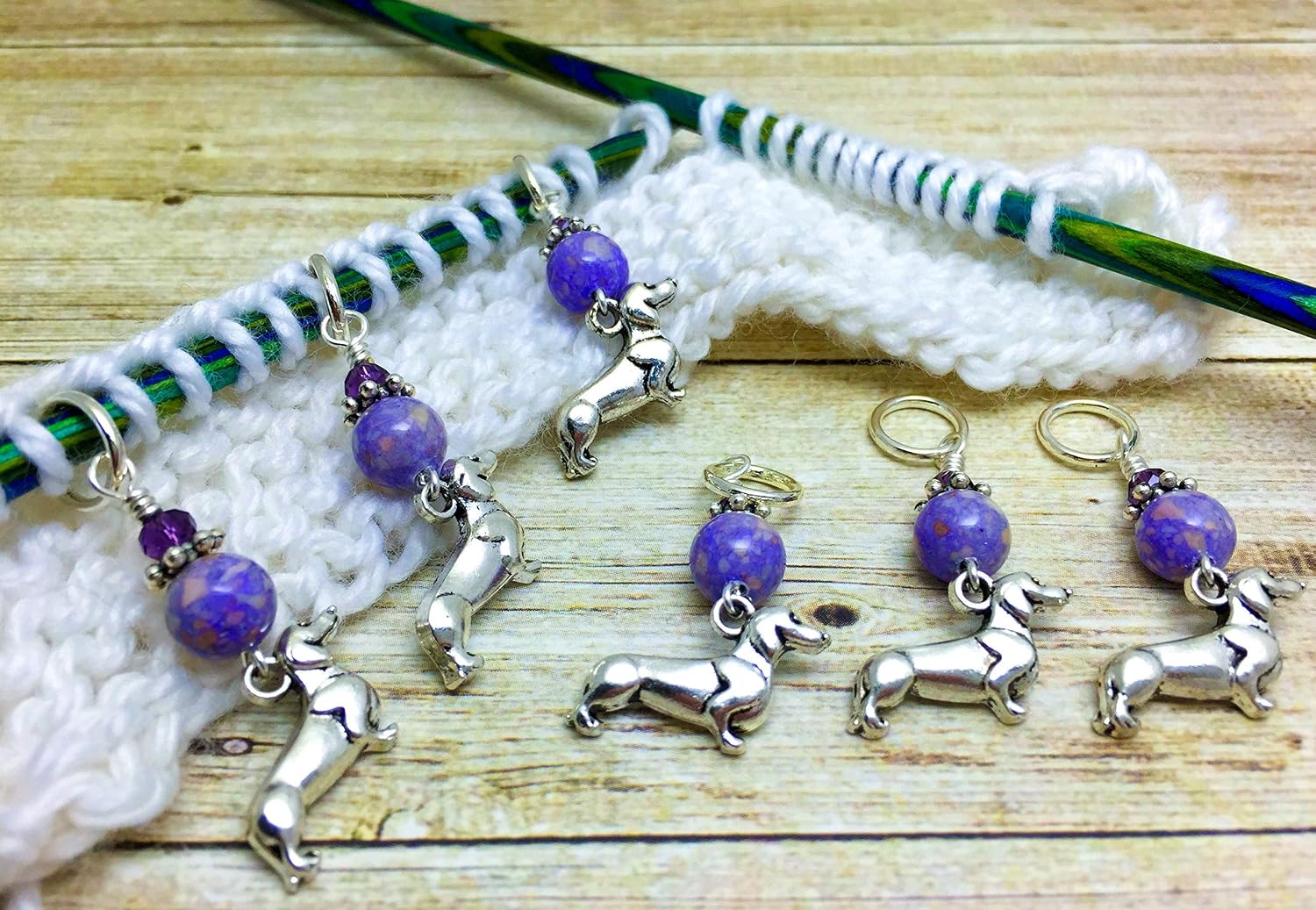 Dachshund Stitch Markers for Knitting Set of 6 Dog Stitch Markers image 2