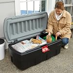 Rubbermaid 48 Gallon Black Action Packer Lockable Latch Indoor and Outdoor Storage Box Container for Home, Garage, Backyard, Single