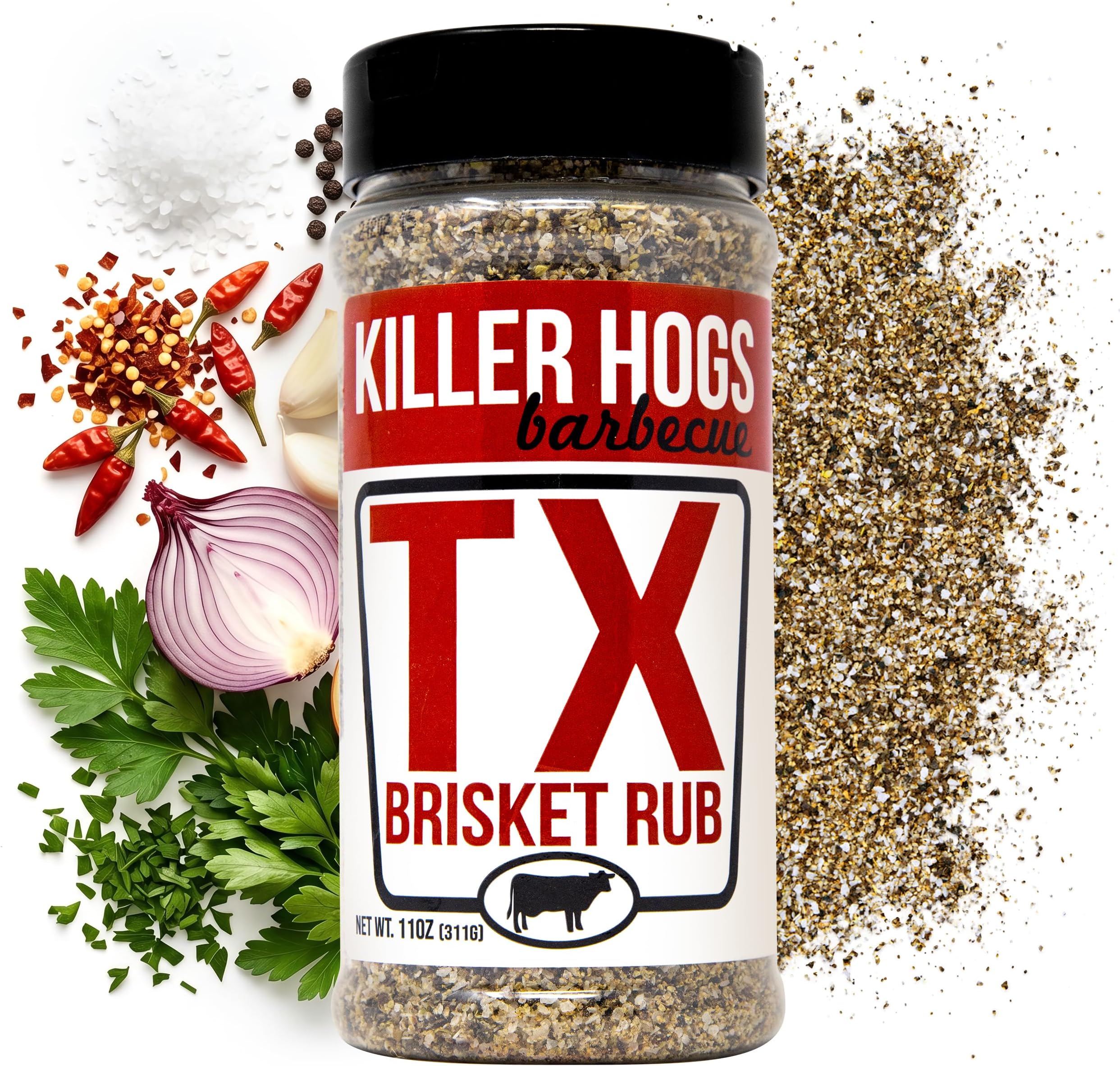 Killer Hogs Bbq Tx Brisket Rub | Championship And Grill Seasoning For Texas Great On Brisket, Ribs, Steaks, Or Turkey 16 Ounces