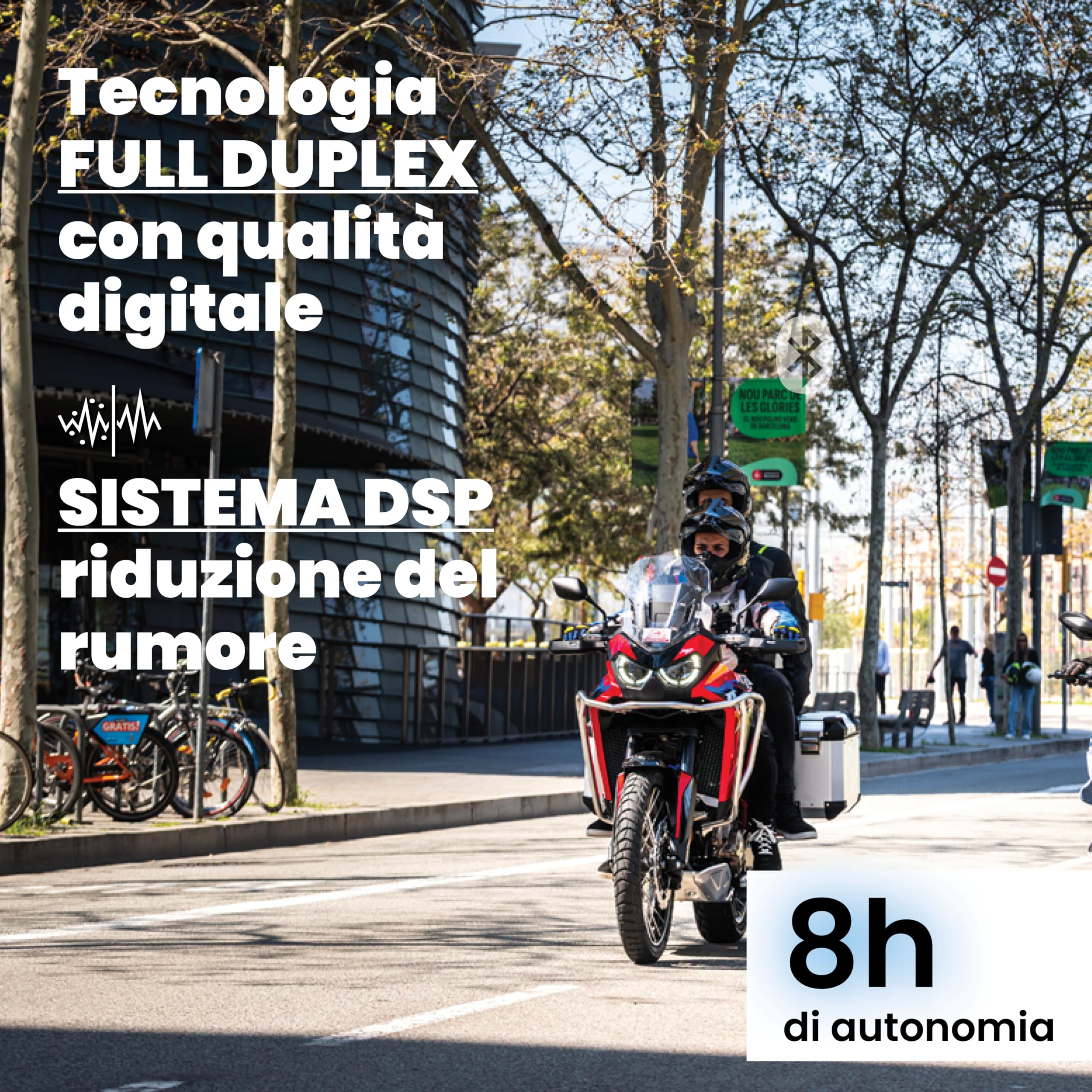 Midland - Interfono Moto Bluetooth BTGO Uni, Auricolari Casco Impermeabili per Tutti i Caschi, 200m, Batteria 8H, Universal Intercom, Audio Stereo con DSP, Compatibile con GPS e Interfoni Altre Marche