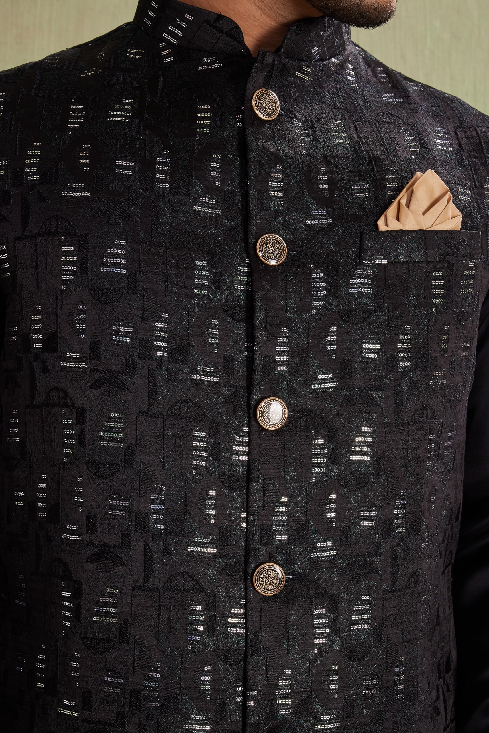 Gilet tradizionale indiano in jacquard, per matrimoni e occasioni festive, giacca Nehru da uomo