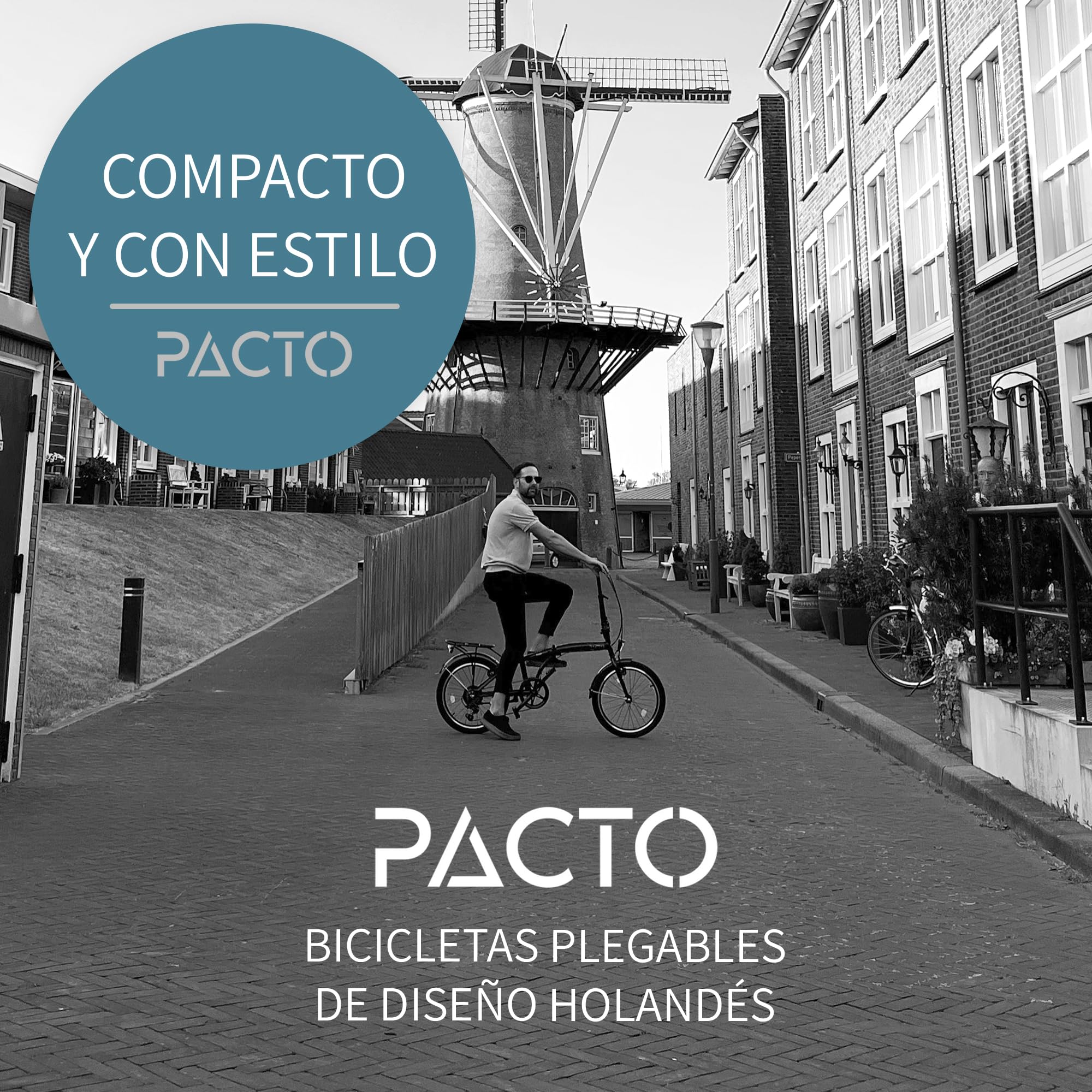 PACTO Seven Bicicleta Plegable - Bicicleta Holandesa - 27 cm Marco de Aluminio - 20 Pulgadas Llantas de Aluminio - 3 Engranajes Shimano Nexus - Frenos de Disco - Fácil de Plegar