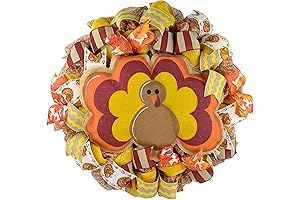 Burlap Thanksgiving Turkey Wreath - Fall Deco Mesh Wreath