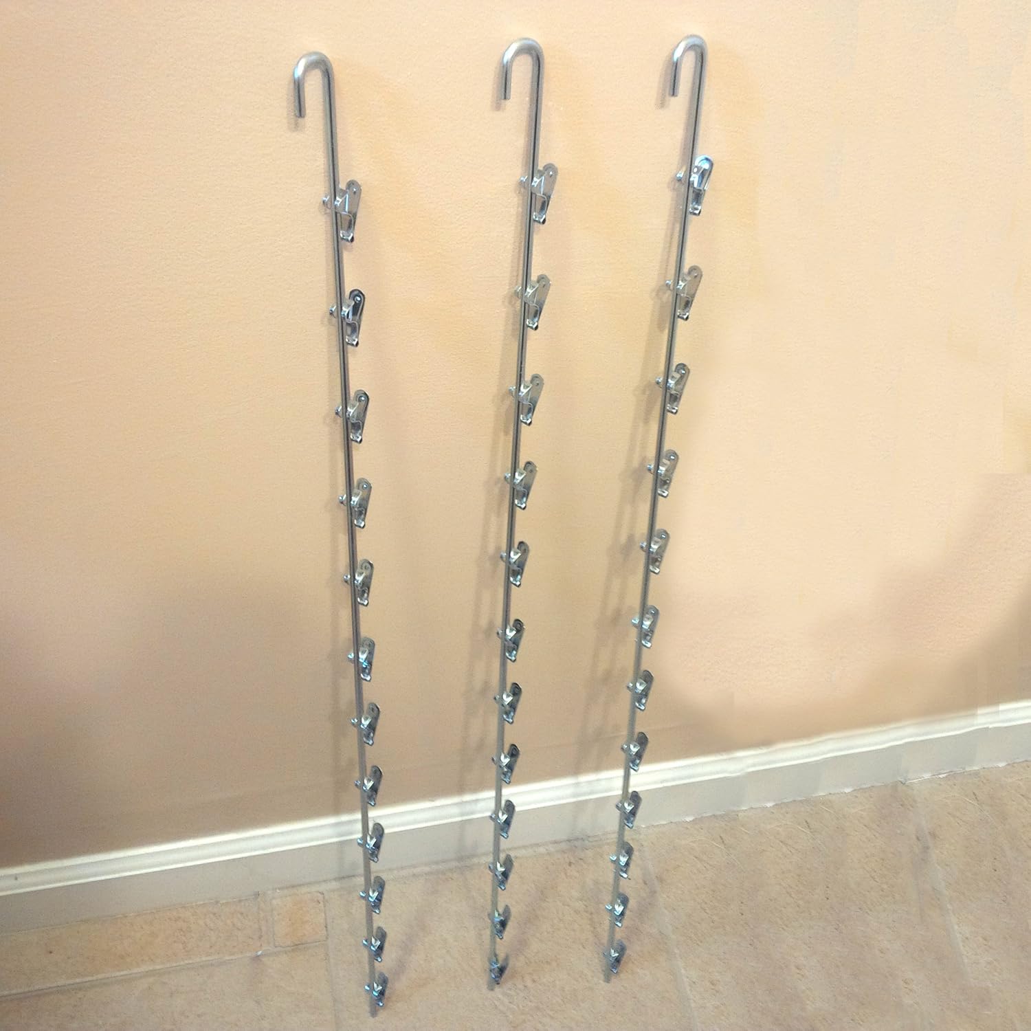 3 Single Strip 12 Clip Hanging Potato Chip, Candy & Snack Display Rack (Zinc)