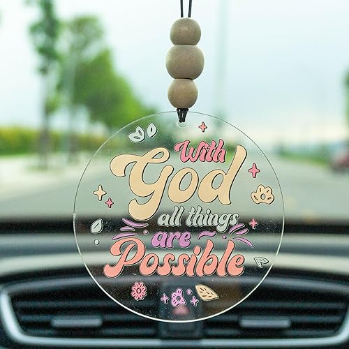 Miniatura 33 de Talataca Adorno plano 2D para automóvil Probably Late for Something y cuentas de madera, cita divertida con cuentas de accesorios para espejo