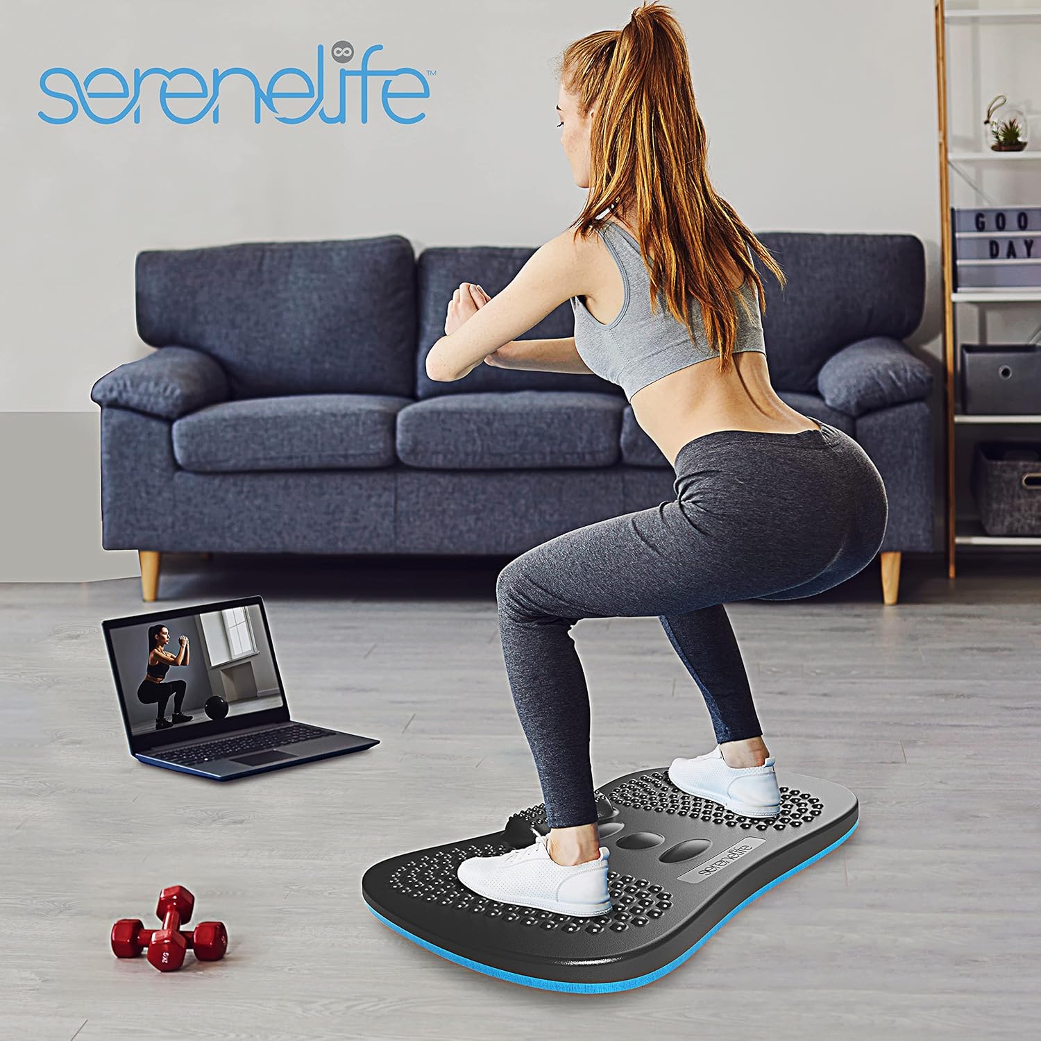 Wobbly Wooden Anti Fatigue Mat - Ergonomic Natural Hardwood Wobble Balance Board with Ergonomic Design Comfort Floor Mat for Standing Desks, Fitness Workout, and Stress Relief - SLBALBRD : Sports & Outdoors