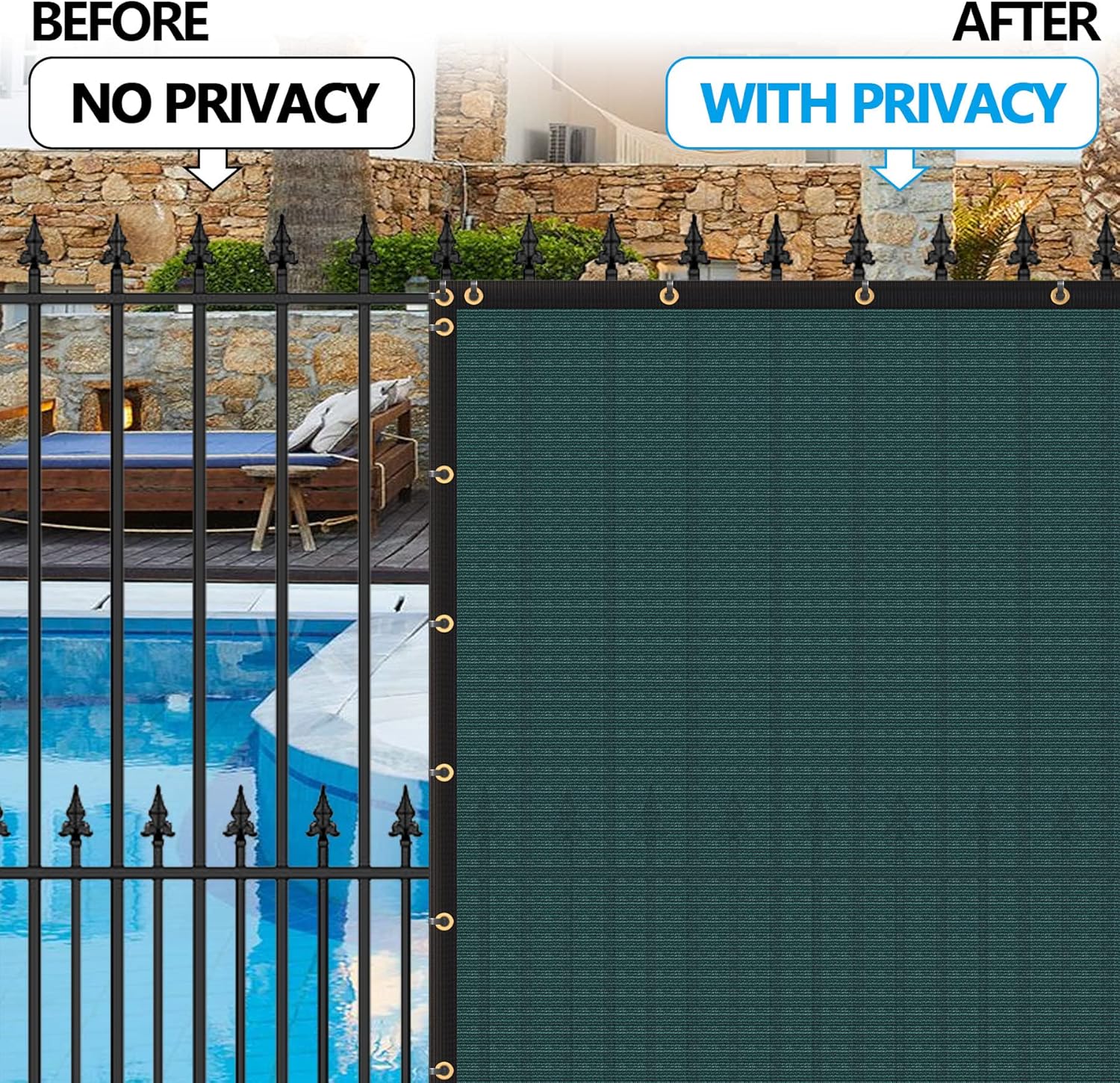 ZENY Privacy Fence Screen 6x50 ft, Heavy Duty Windscreen Mesh Net Barrier Shade Cover for Outdoor Garden Wall Decoration