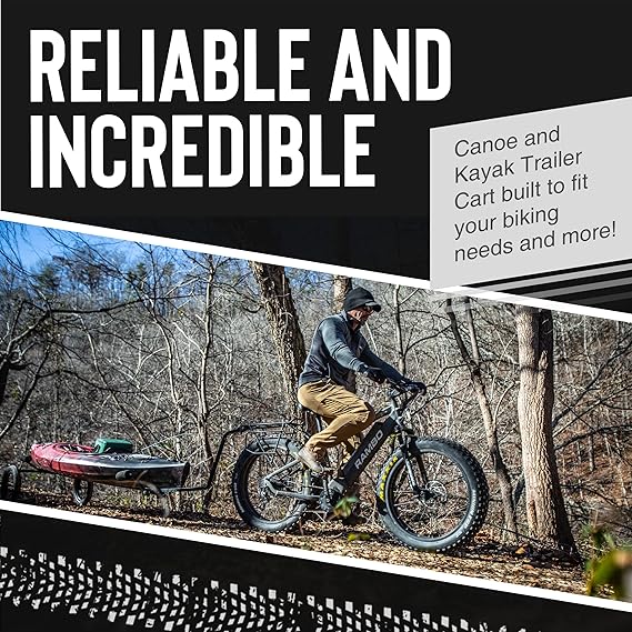 Rambo Bikes Canoe and Kayak Trailer Cart - Heavy-Duty Kayak Cart with 300lbs Maximum Capacity - Extendable Bike Trailer - Adjustable Steel Frame, Padded Contact Points, 16x3 Wheels for Any Terrain