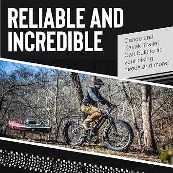 Rambo Bikes Canoe and Kayak Trailer Cart - Heavy-Duty Kayak Cart with 300lbs Maximum Capacity - Extendable Bike Trailer - Adjustable Steel Frame, Padded Contact Points, 16x3 Wheels for Any Terrain