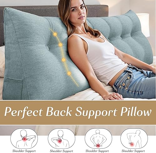 Miniatura 4 de Almohada de cuña para cabecero, almohada triangular para cabecero, almohada de cuña para sentarse en la cama, soporte de posicionamiento del