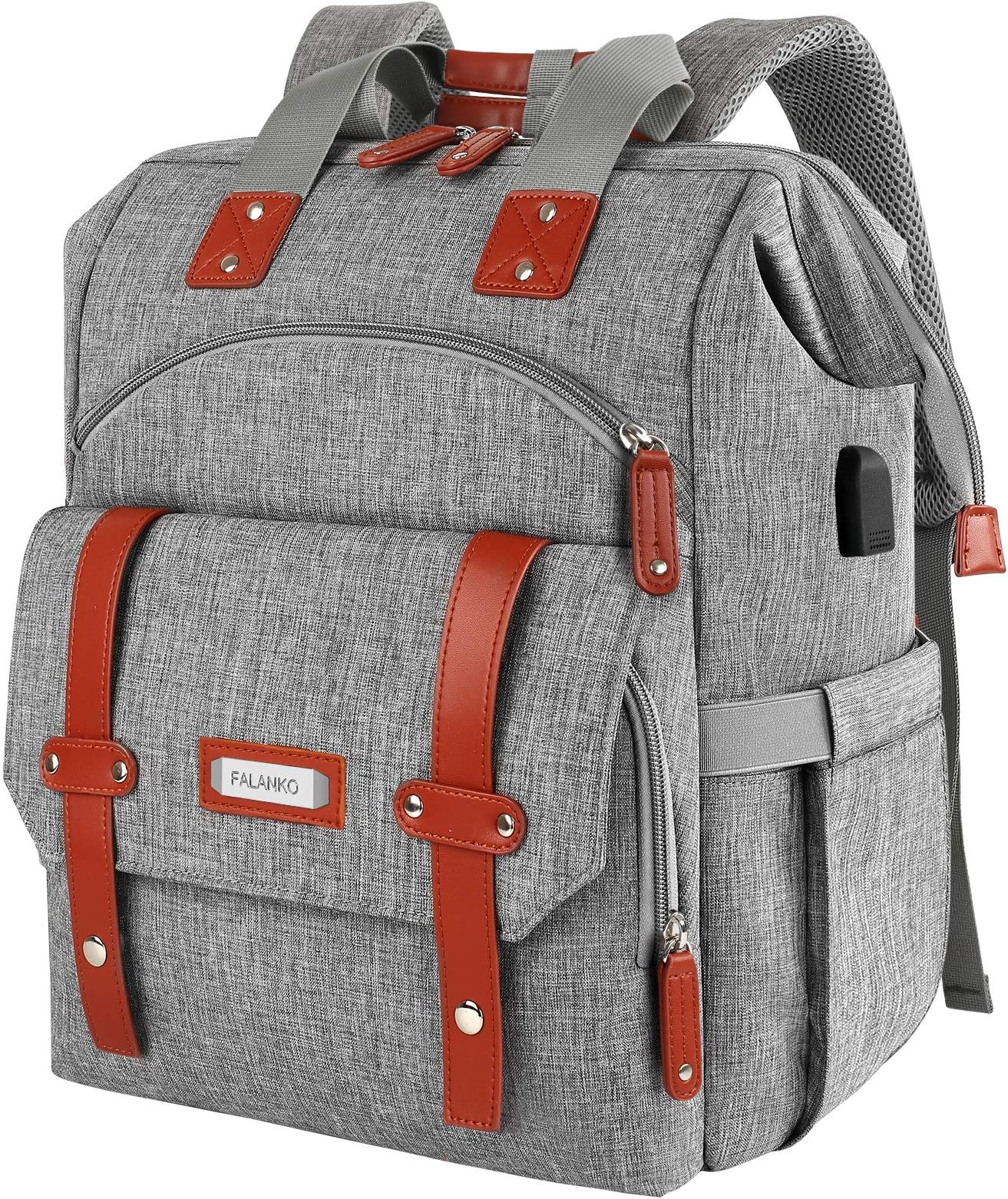 FALANKOPink-women-laptop-backpack, Grey, 17.3 inch, Travel Backpacks
