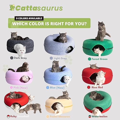 Miniatura 9 de Cattasaurus - Cueva con ventana para varios gatos y gatos grandes de 30 a 45 libras, resiste arañazos, cama túnel desmontable y lavable, cómoda, en