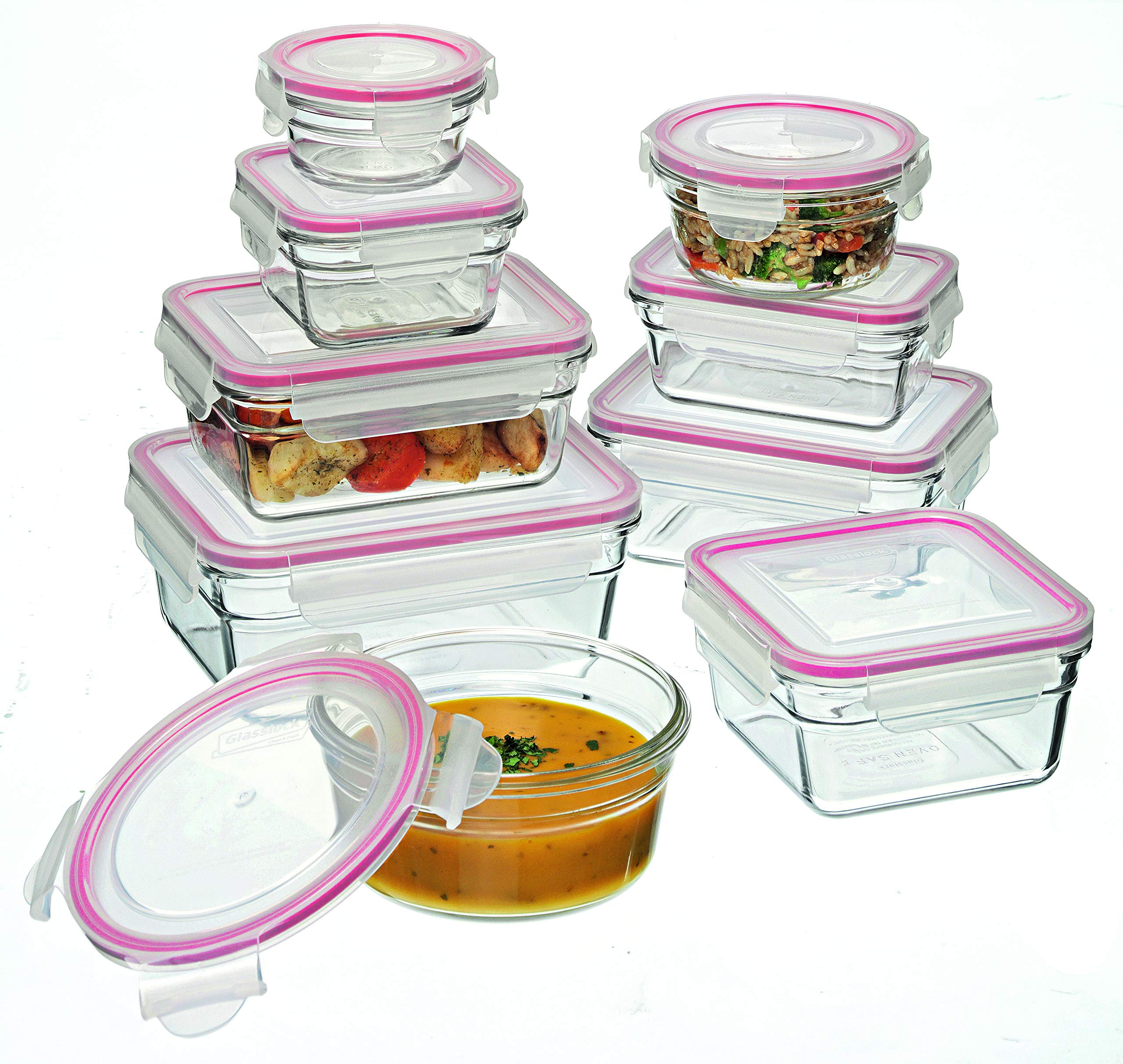 Glasslock 9 Piece Oven Safe Tempered Glass Container Set