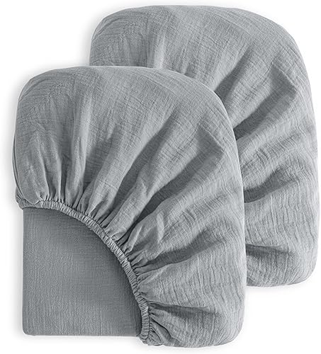 Paquete de 2 sábanas de muselina para cuna, suaves y transpirables, de doble capa de 28 x 52 pulgadas, para colchones estándar de cuna y niños