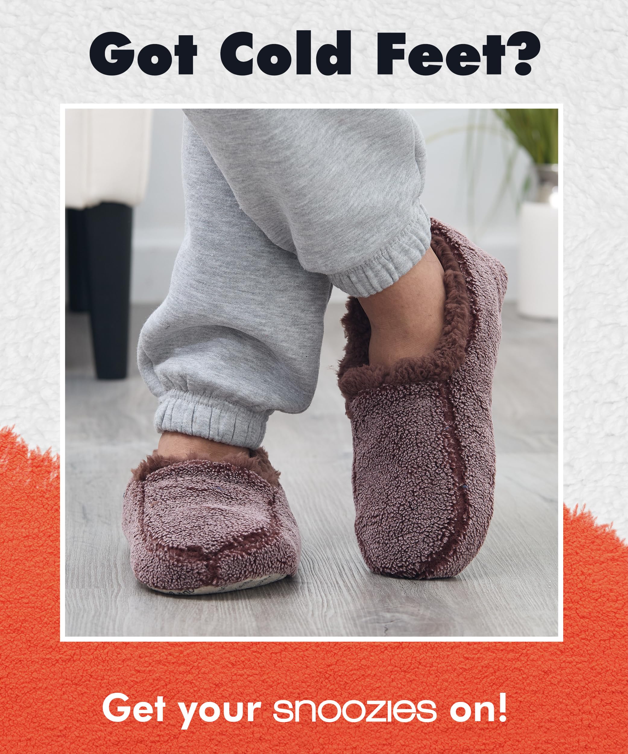 Snoozies Herren Hausschuhe, zweifarbig, mit Fleece gefüttert, bequeme Hausschuhe für Herren, flauschige Socken, weiche Sohle, Schokoladenbraun, Größe M