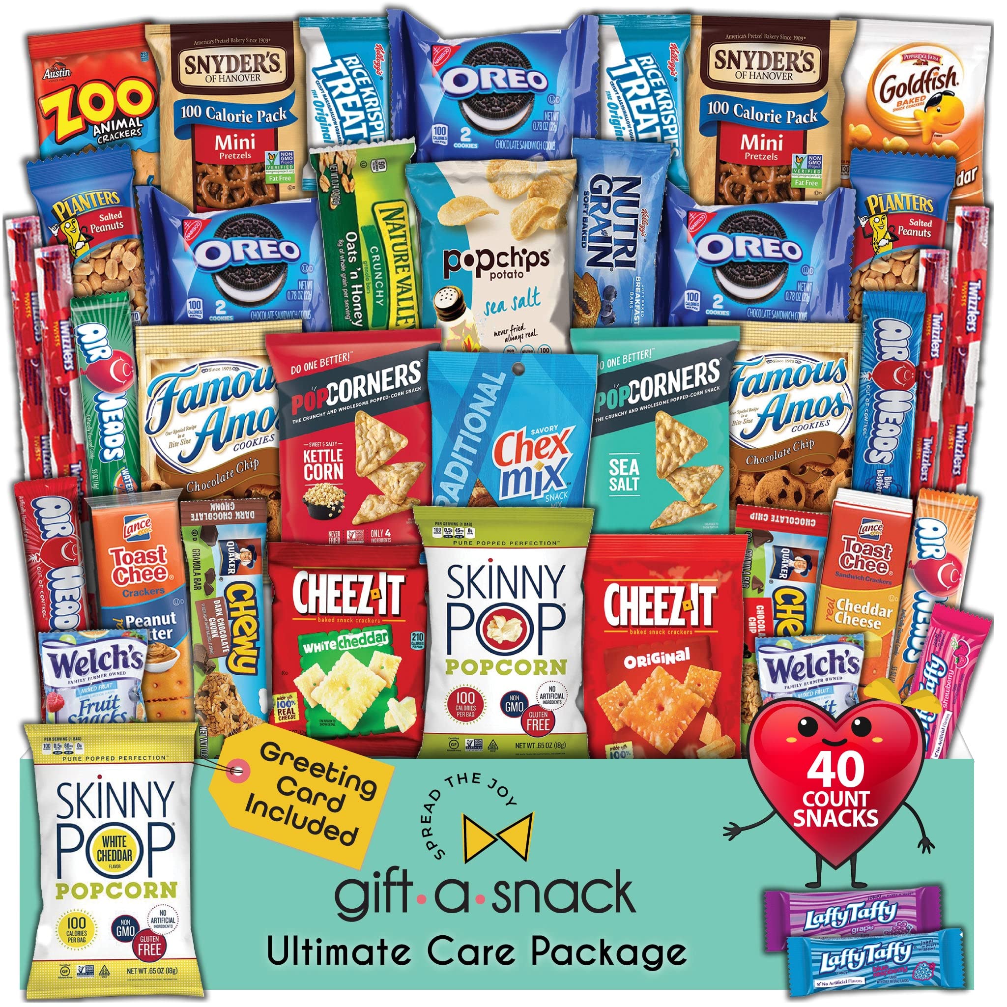 Snack Box Variety Pack Care Package (40 Count) Fathers Day Gift Basket
