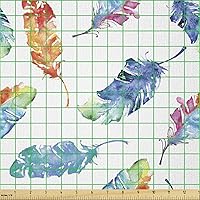 Vista 376 de Ambesonne Tela de Fiesta Popstar por Yarda, Estilo de Dibujos Animados Garabatos Dibujados a Mano Tema Musical Impresión de Arte Lineal, Tela