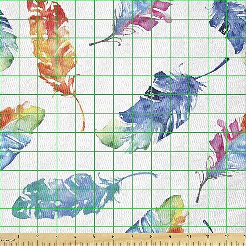 Vista 522 de Ambesonne Tela beige de The Yard, ilustración contemporánea de animales marinos en estilo retro, arte de caballito de mar de cangrejo de pulpo, tela