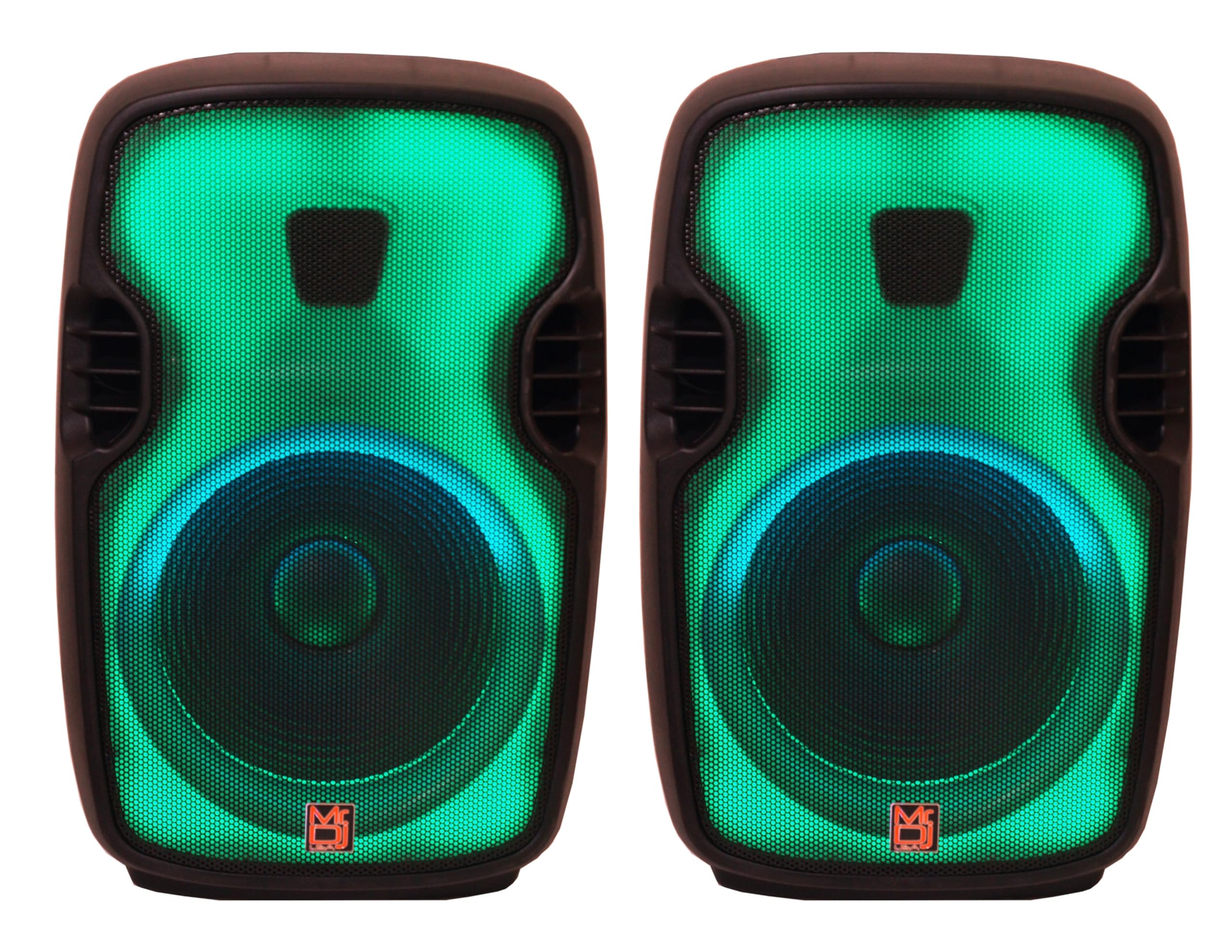 2 MR DJ FLAME3500LED PRO Portable 15” 2-Way Full-Range Powered/Active DJ PA Multipurpose Live Sound Bluetooth Loudspeaker