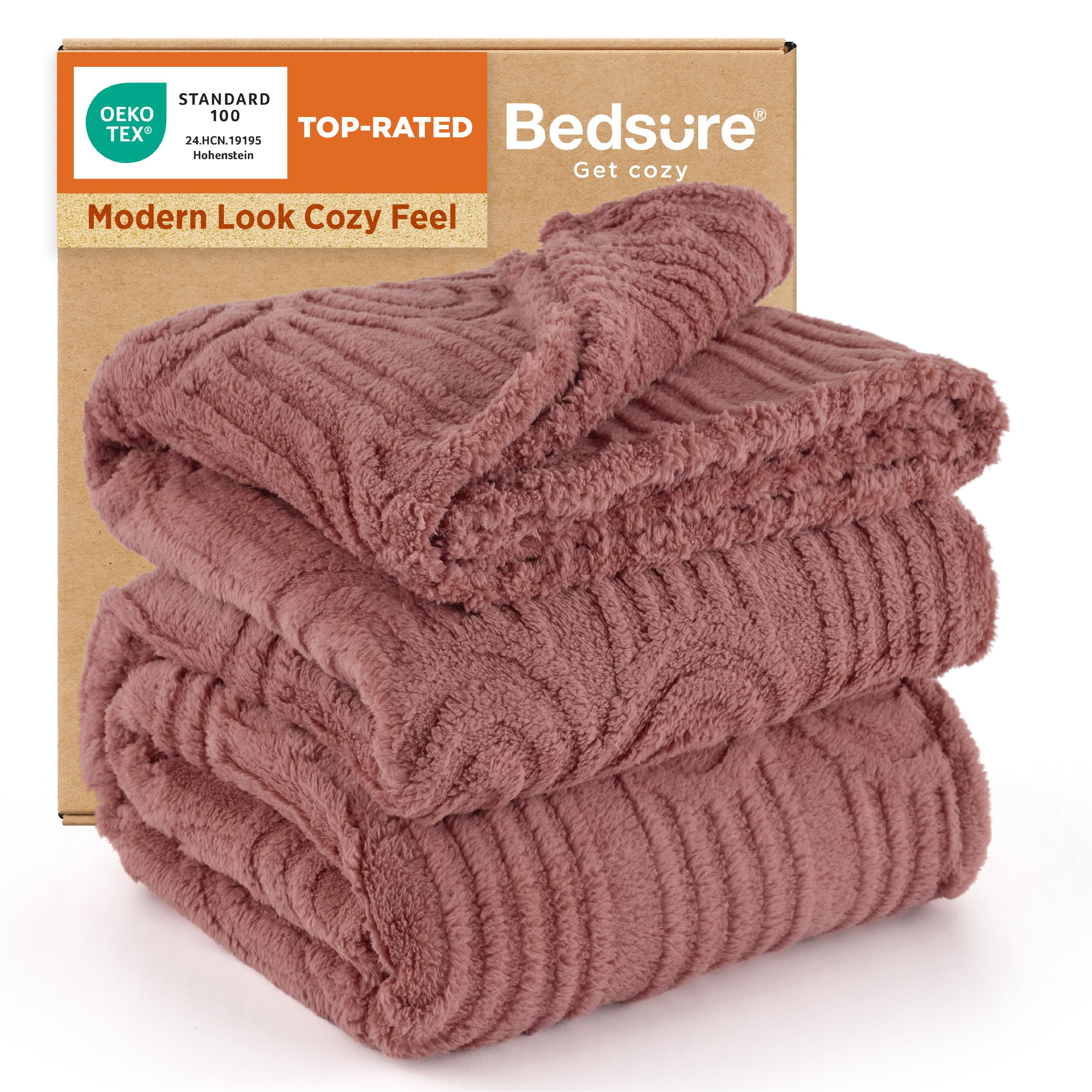 Bedsure GentleSoft Fleece King Size Blanket for Bed - Super Soft & Cozy, Fluffy Blankets for Women & Girls, Ideal for Sofa & Couch, Dusty Rose, 108x90