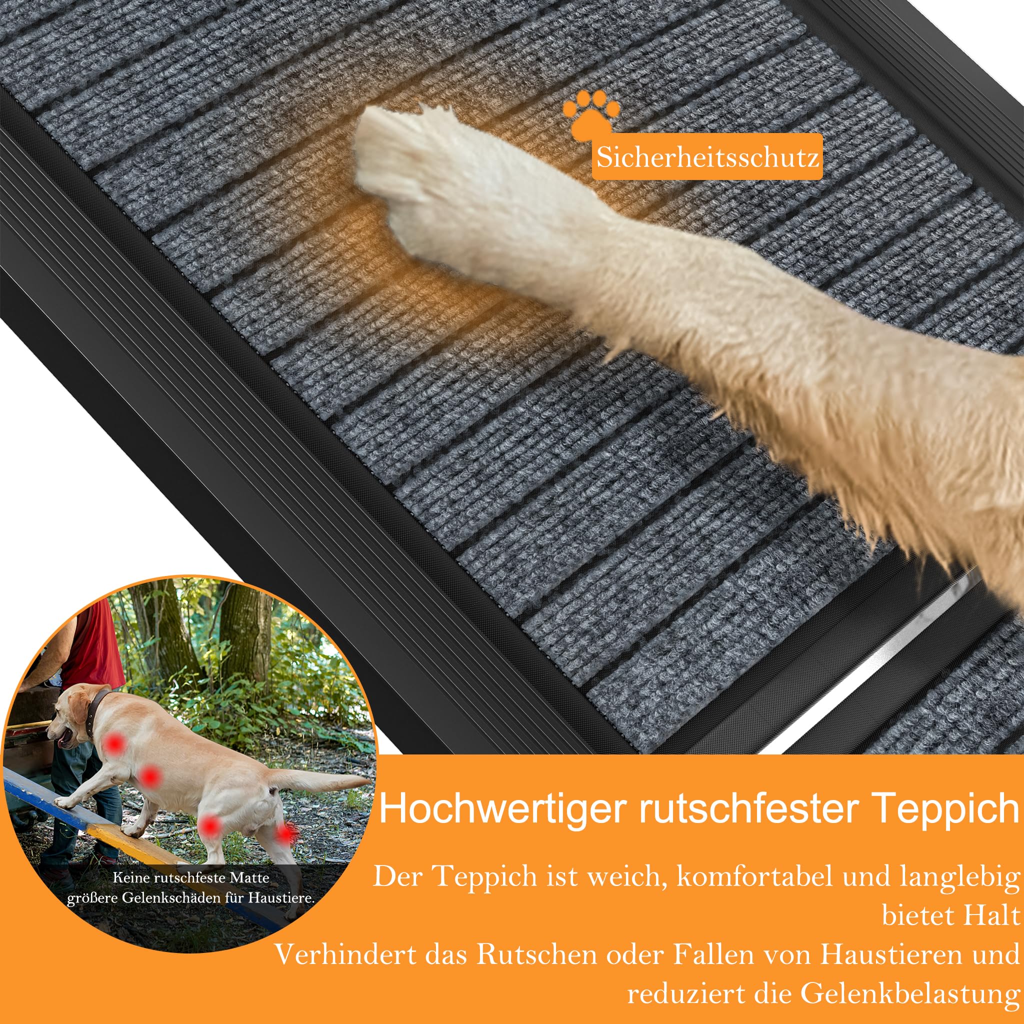 XMTECH Składana rampa dla psów, 157 cm, rampa samochodowa dla psów, do bagażnika, do samochodów, ciężarówek i SUV, do 110 kg, lekka, stabilna, antypoślizgowa, czarna