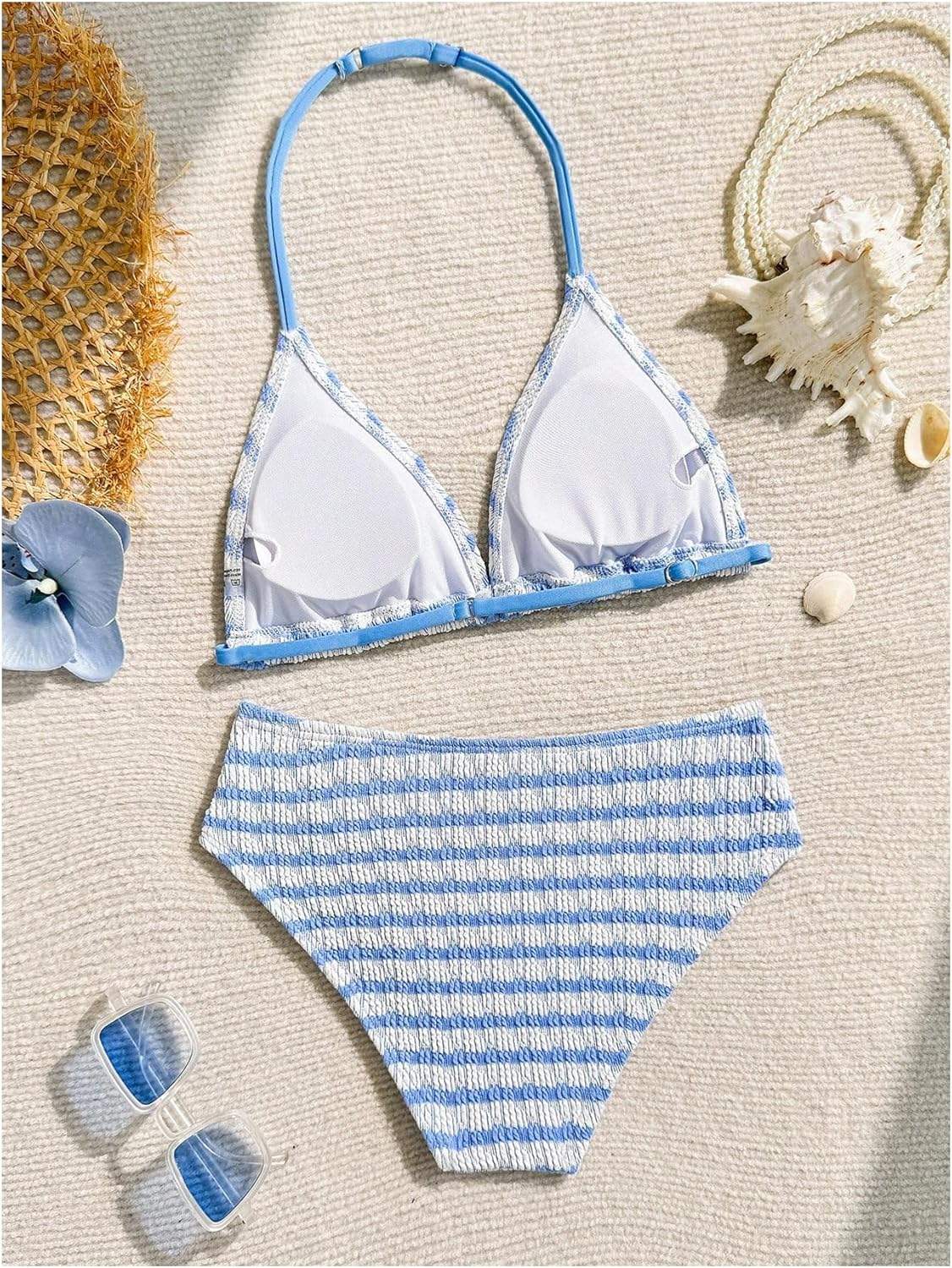 Girl's Tie Dye Smocked 2 Piece Swimwear Sets Backless Halter Bikini Cute Brief Bathing Suit - Image 2