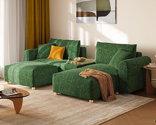 Miniatura 21 de LINSY HOME - Sofá seccional modular de gran tamaño, sofá en forma de L de 128" de ultra suave nube con asientos grandes y otomana removible, sofá