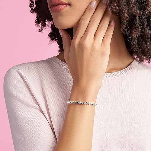 Miniatura 2 de PANDORA Pulsera de cuentas y circonitas cúbicas pavimentadas en plata de ley, 6.7 pulgadas, sin caja, Metal, Circonita cúbica