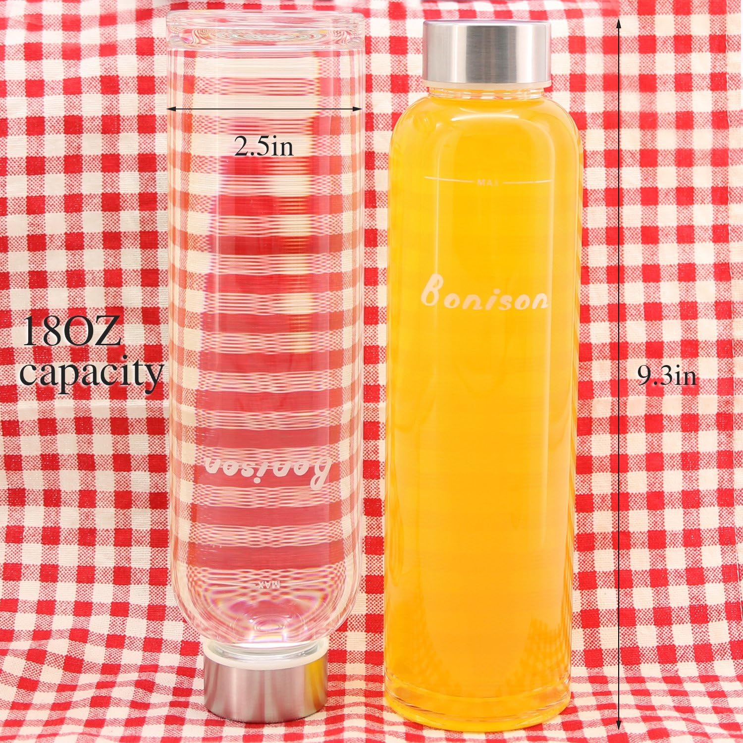 Newest 18 Oz Glass bottle Top Level Quality Environmental Borosilicate Glass Water Bottle with Colorful Nylon Sleeve,BPA Free,Crysital Clear,Trendy Design