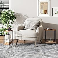 Vista 6 de TUTOTAK Small Side Table, Narrow End Table, Set of 2, Skinny Sofa Table, Slim Nightstand, Couch Table, Living Room, Bed Room, Brown TB01BB0622