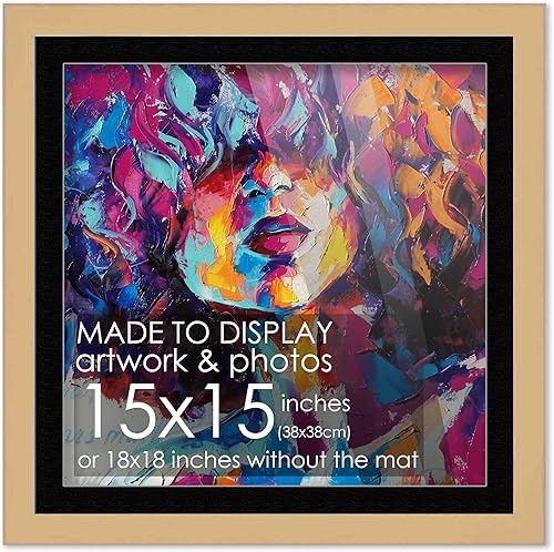 Miniatura 44 de Marco de madera negra de 9 x 9 pulgadas con paspartú blanco Con paspartú de 12 x 12 a 9 x 9 pulgadas Protector inastillable acrílico UV