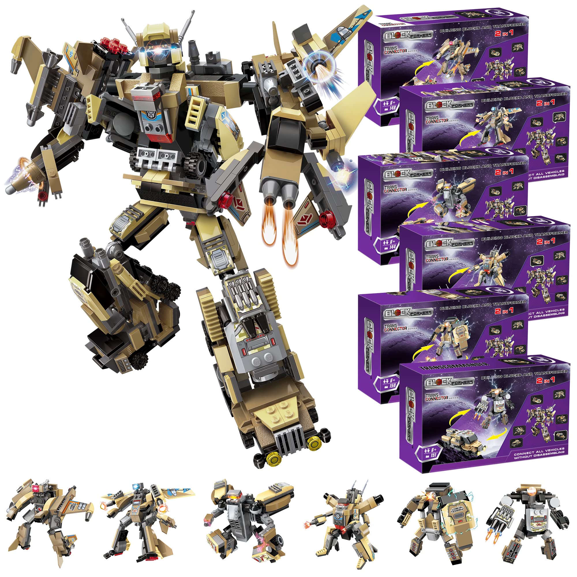 Buy Transformer Toy BlockFormers Transconnector Set (6 Pcs) Robot Transformer Blocks, Large
