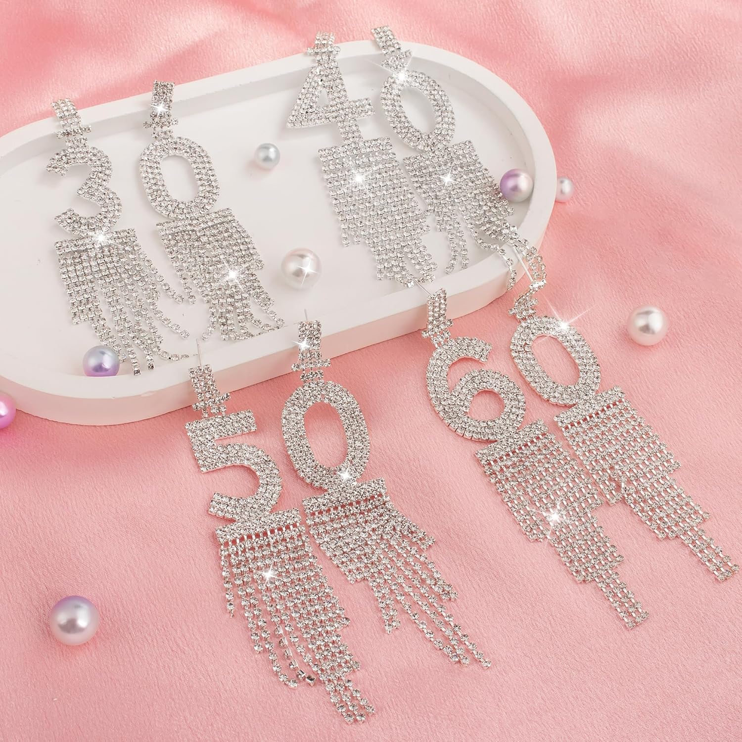 40th Birthday Earrings with Long Tassel - Women's 40th Birthday Decorations Gift Idea - Image 3