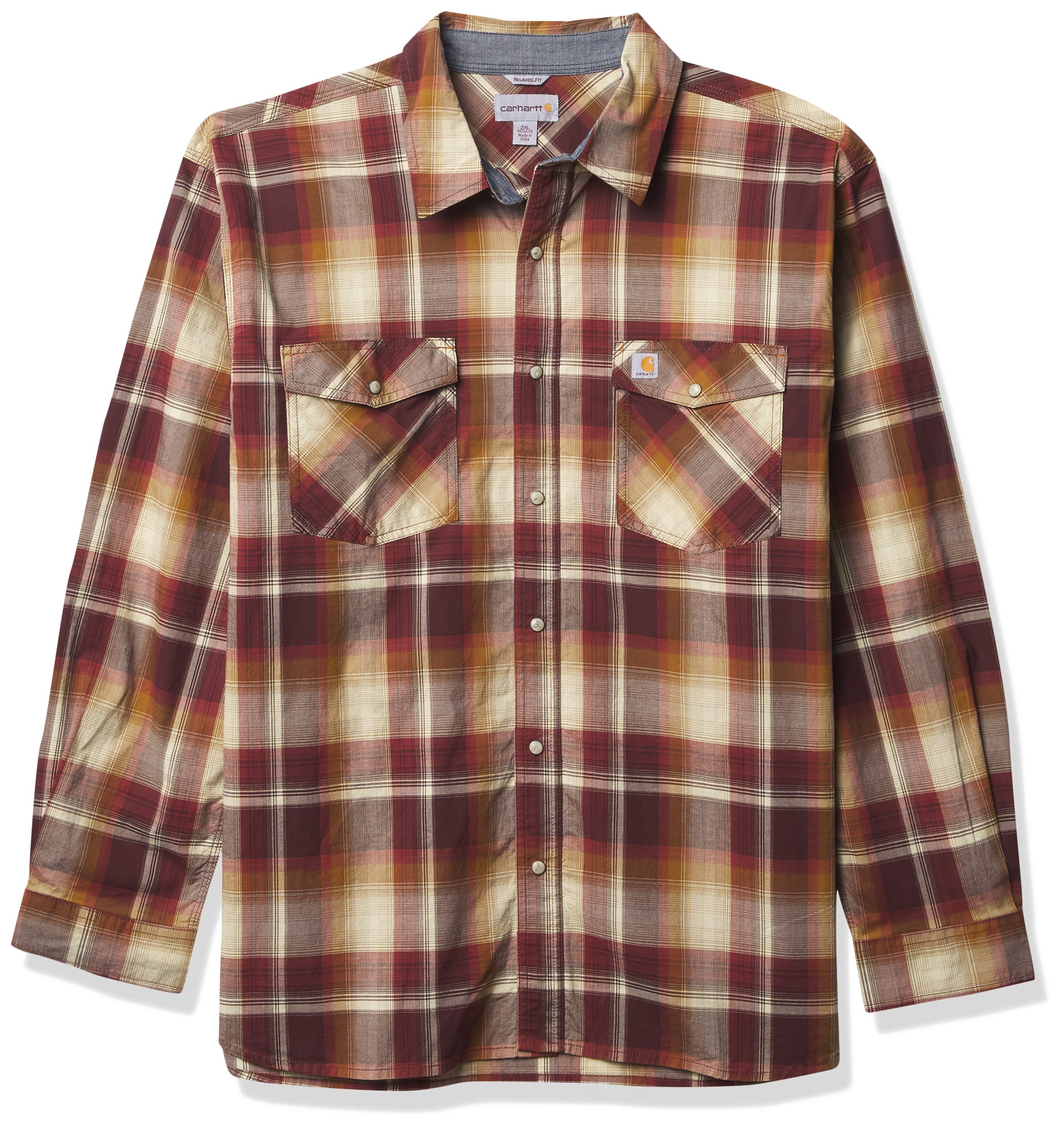 Men's Plaid Rugged Flex Relaxed Lightweight Long Sleeve Snap Western