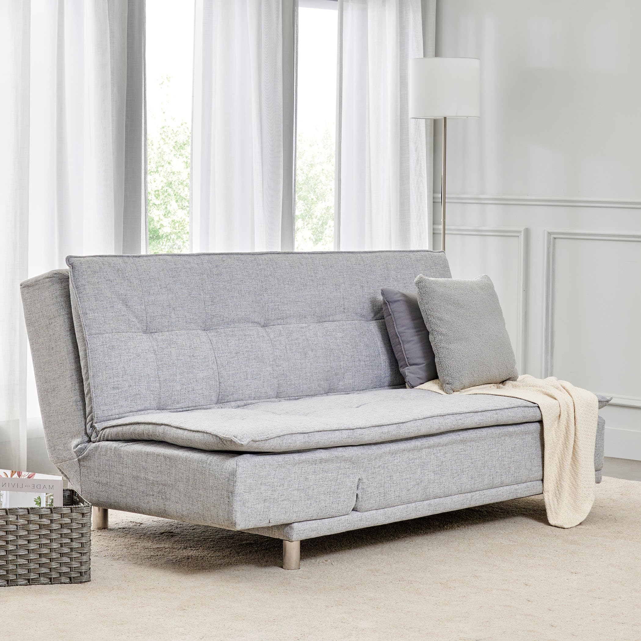 Home Centre Claudia Fabric 3-Seater Sofa Bed Cum Lounger - Grey-picture-24