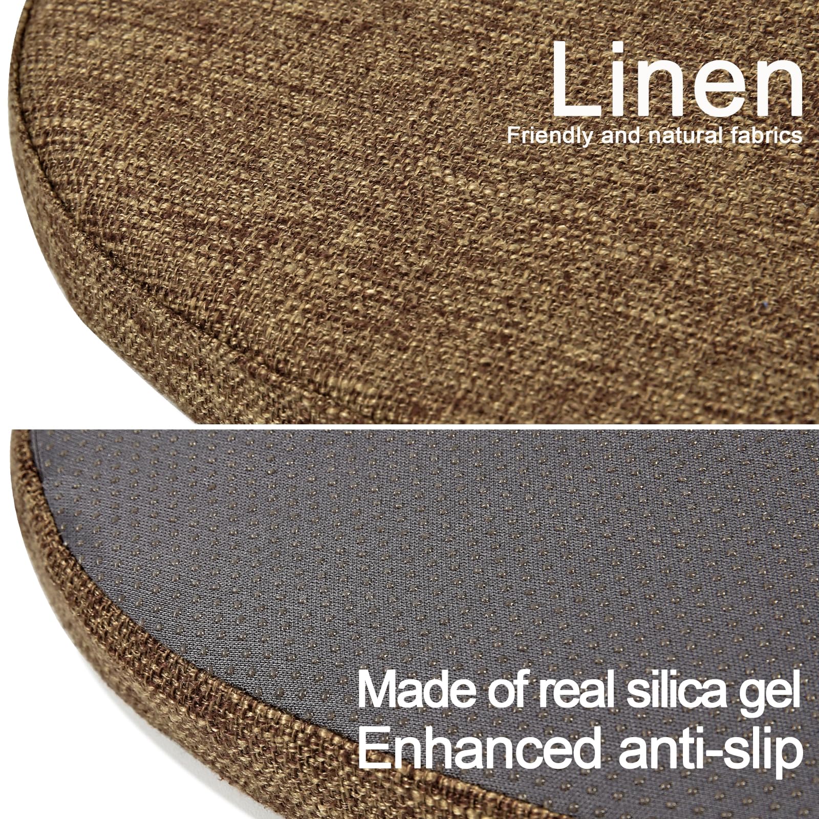 Glattol BUYUE - Juego de 4 cojines magnéticos de lino natural, antideslizantes, transpirables, para asiento de silla pequeña, para cafetería, bistro, apilables, de metal, cuadrados, 4 unidades