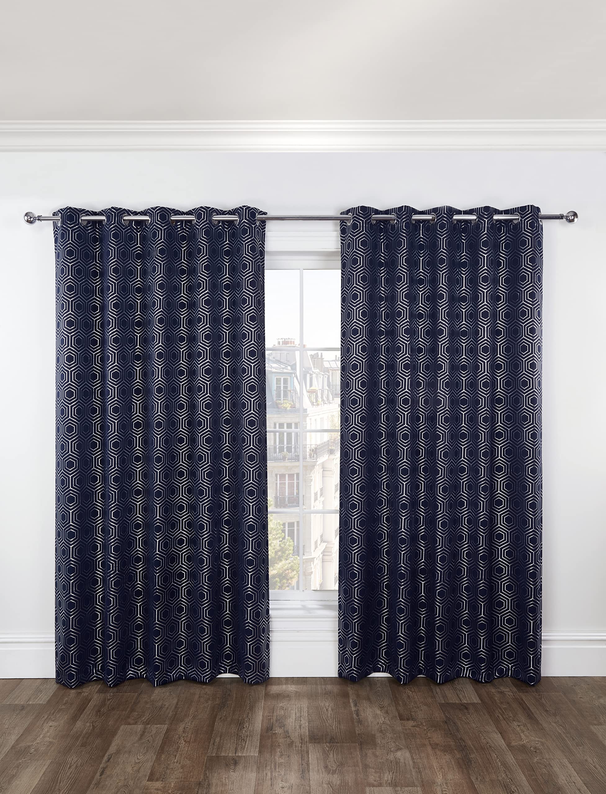 Emma Barclay Hartford - Woven Thermal Blackout Eyelet Curtains in Navy - Width 46 x Drop 54" (116 x 137cm) - Image 3
