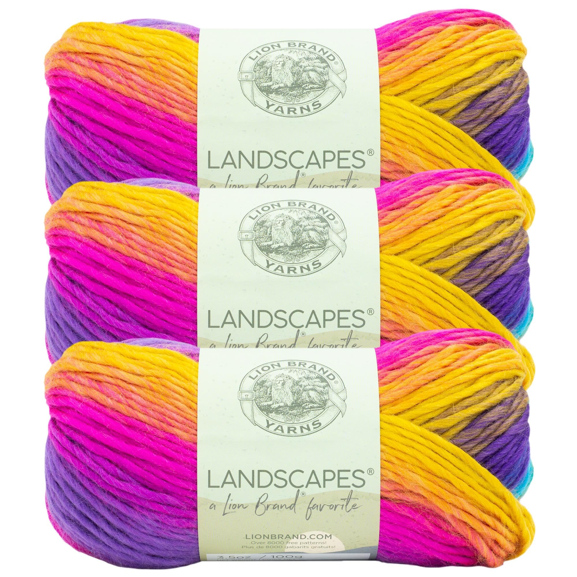 Lion Brand Yarn Landscapes Yarn, Multicolor Yarn for Knitting, Crocheting Yarn, 3-Pack, Boardwalk