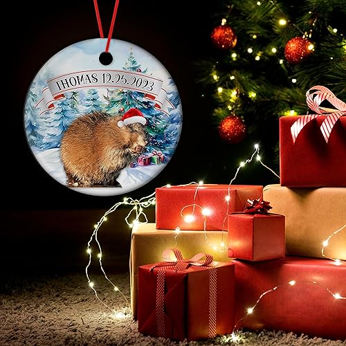 Miniatura 4 de Prezzy Adorno personalizado de rata almizclera para decoración de árbol de Navidad, regalo de recuerdo para amantes de los animales, dueños de