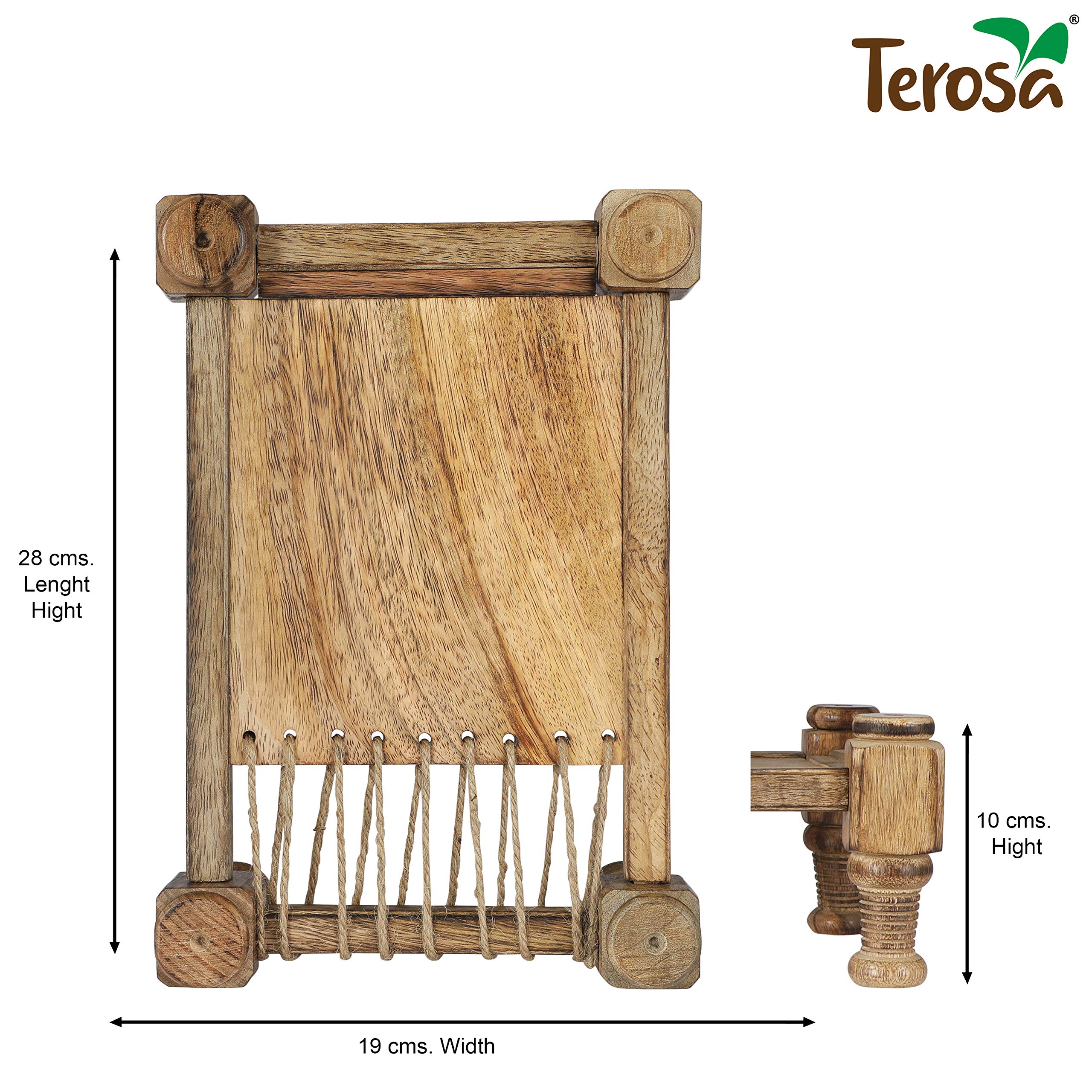 Terosa Rustic Manji Serving Tray - Std - 11x7.5x3.9inches - Indian Rosewood - Charpai Khaat Indian Cot 1
