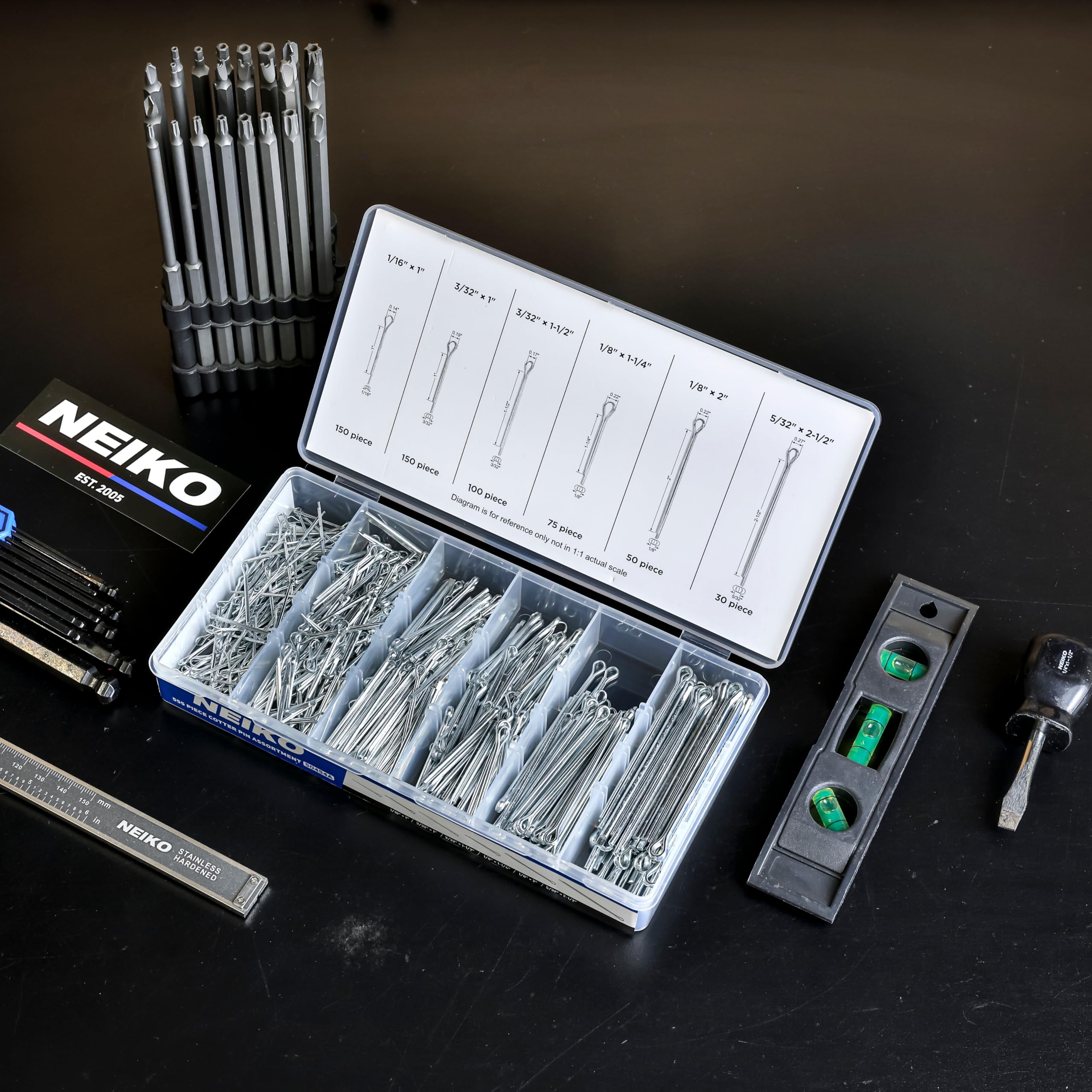 Cotter Pin Assortment Kit - 555 Pcs Zinc Plated -3 Cotter Pin Assortment Kit - 555 Pcs Zinc Plated -3